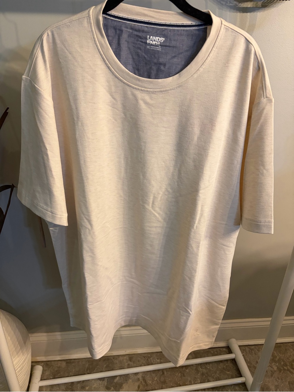 NWT ✨ Lands' End Men's Light Cream Short Sleeve Crewneck Tee size XXL